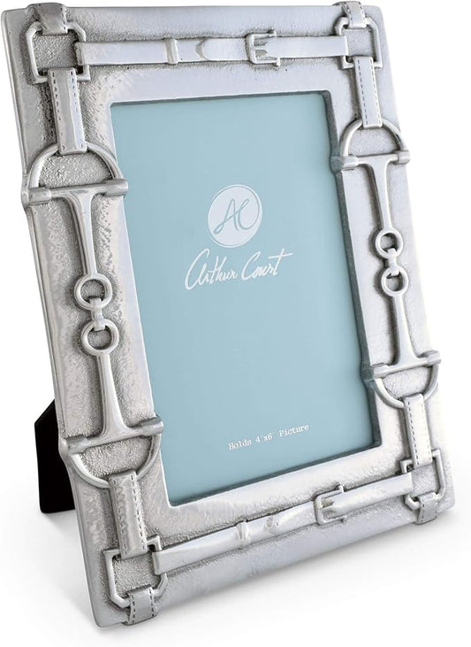 Arthur Court Designs Aluminum 4x6 Equestrian Pattern Photo Frame