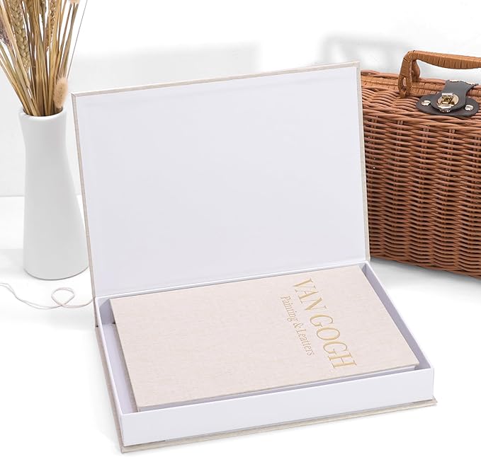 Premium Decorative Books - Set of 2 - Linen Storage Box for Coffee Table Faux Decor Boxes for Bookshelf Fake Books for Decoration for Living Room - Modern Home (Beige & Beige)