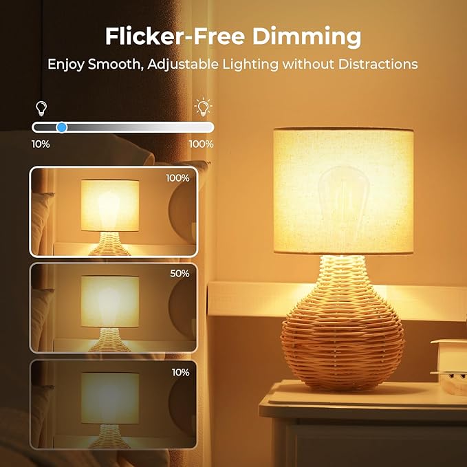 GvvooHome Dimmable LED Edison Bulbs, 2700K Warm White, 6W Equivalent to 60 watt E26 LED Bulb, ST58 Vintage Light Bulbs, 600LM, 90+ CRI, E26 Base, Clear Glass, 10 Pack