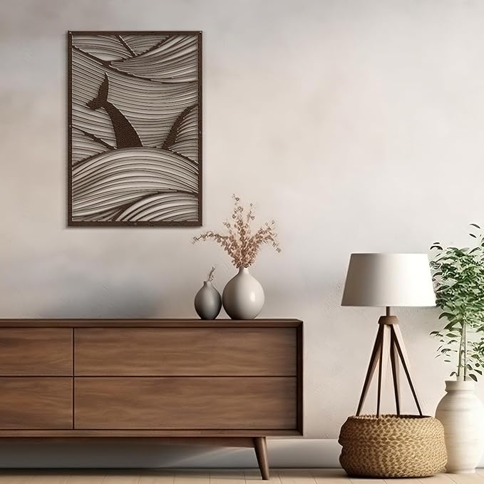 SIGNLEADER Metal Wall Art Decor Whale Tail Minimalist Modern Abstract Wall Sculpture Hangings Home Decoration for Living Room, Bedroom, Bathroom, Kitchen, Outdoor - 18" Bronze