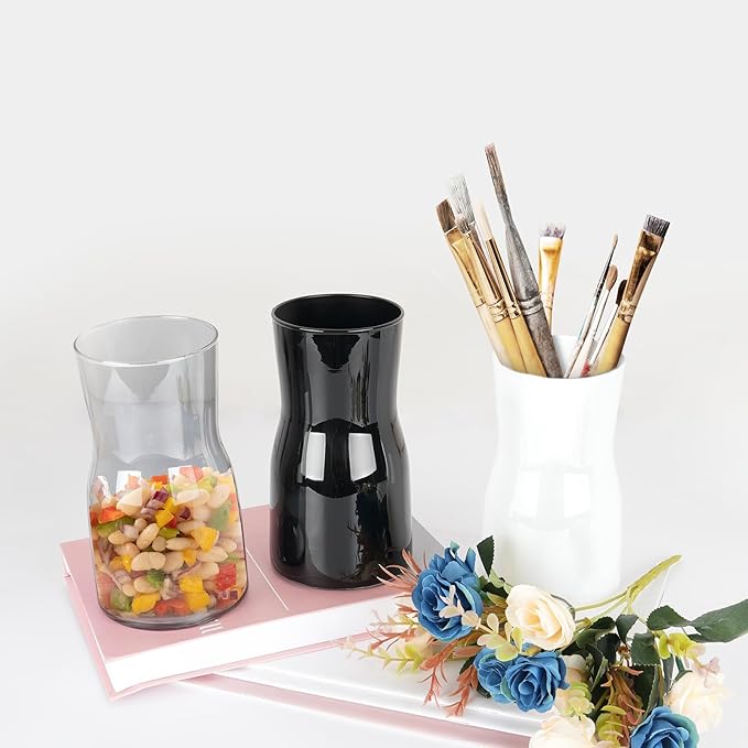 Black Glass Vases for Flowers-Clear Glass Vase for Centerpieces Large Vases for Flowers Dried Flower Home Decor Living Room Kitchen Office Wedding (Black)