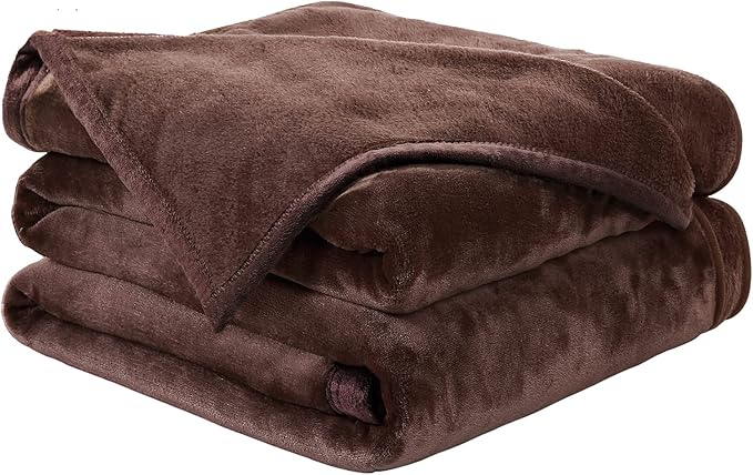 Soft Twin Size Blanket All Season Warm Fuzzy Microplush Lightweight Thermal Fleece Blankets for Couch Bed Sofa,66x90 Inches,Chocolate