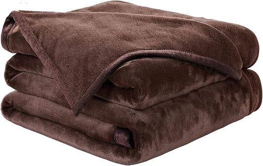 EASELAND Soft Blanket Warm Fuzzy Microplush Lightweight Thermal Fleece Blankets for Couch Bed Sofa,California King 102X108Inch,Chocolate