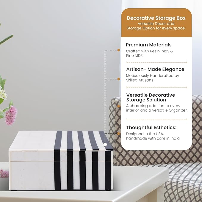Handicrafts Home Decorative Keepsake Box 8x5 – Small Organizer Box with Lid, Boho Decorative Storage, Retro Memory Box, Unique Coffee Table Décor, Jewelry or Trinket Box, Modern Shelf Decorative Box