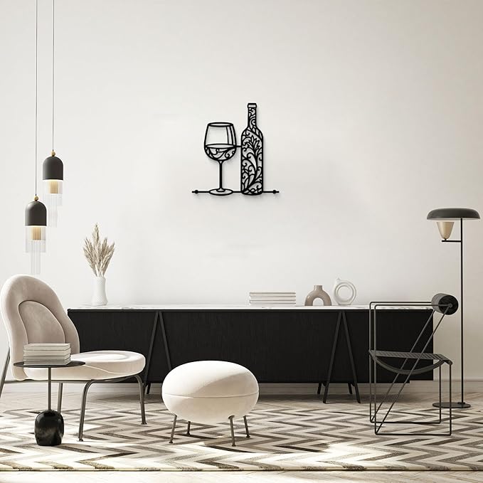 GlintHome Wine Bar Wall Decor Dining Room Wall Decorations Black Wall Art Home Decor for Living Room Kitchen Wine Signs for Home Decor