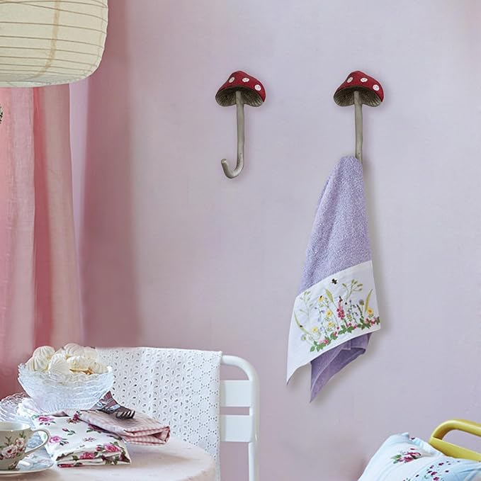 Bohemian Mushroom Wall Hook - Unique Cute Cool Fun Wall Hook Furniture Room Decor for Coat and Towel - Nursery, Kitchen, Bedroom, Bathroom，Coat Hooks (Special-Shaped)