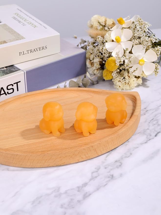 Jovivi Natural Topaz Crystal Sitting Dog Statue Home Decor 1.6" Carved Gemstone Puppy Dog Figurines Pocket Sculpture Reiki Healing Stones Decorative Ornament Gift
