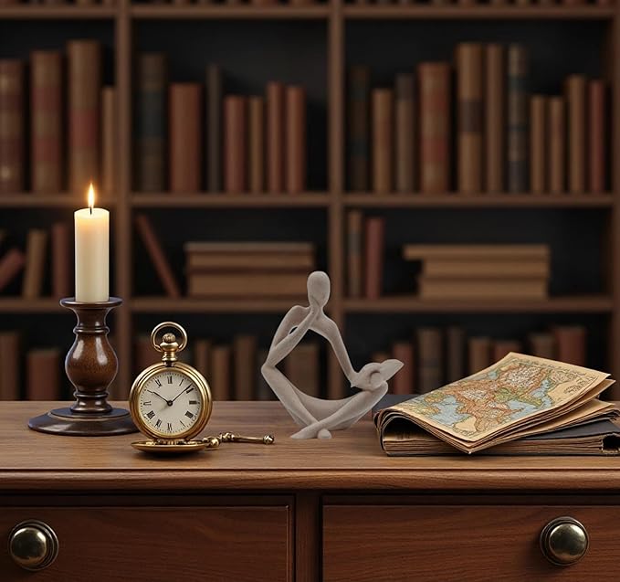 "Reading Woman Thinker Sculpture is a Modern Abstract Decorative Piece, a Favorite Among Book Lovers and Thinkers, Suitable for Placement in Living Rooms, Offices, and bedrooms. (Sandstone B)