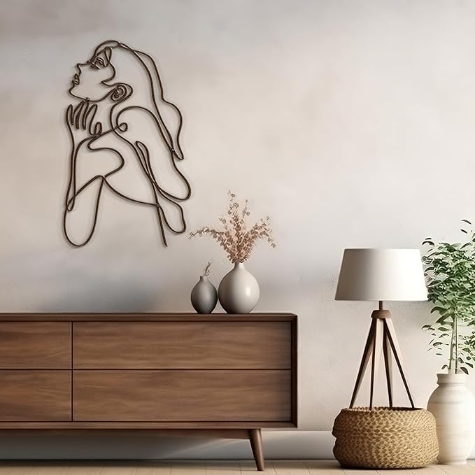 SIGNLEADER Metal Wall Art Decor Body Line Woman Body Drawing Line Modern Abstract Wall Sculpture Hangings Home Decoration for Living Room, Bedroom, Bathroom, Kitchen, Outdoor - 18" Bronze