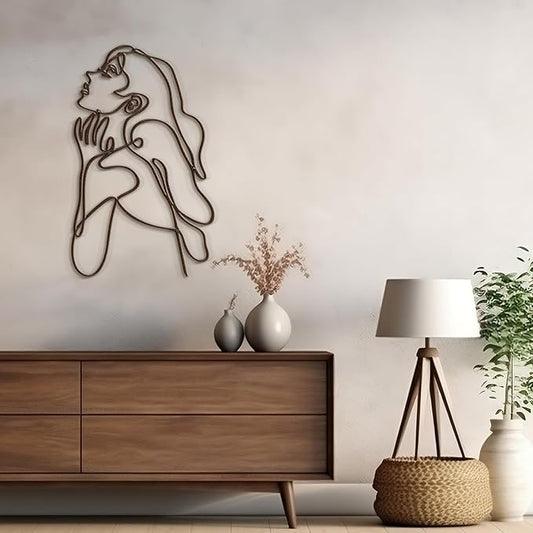 SIGNLEADER Metal Wall Art Decor Body Line Woman Body Drawing Line Modern Abstract Wall Sculpture Hangings Home Decoration for Living Room, Bedroom, Bathroom, Kitchen, Outdoor - 18" Bronze