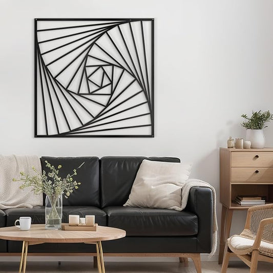 SIGNLEADER Metal Wall Decor Spiral Lines Minimalist Modern Luxury Wall Sculpture Hangings 3D Statue Home Decoration for Living Room, Bedroom, Bathroom, Kitchen, Fireplace, Office - 18" Black