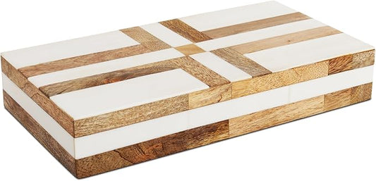 Handicrafts Home Large Decorative Storage Box 12x6– Coffee Table Organizer Box, Modern Home Décor Accent, Keepsake Memory Box, Jewelry Storage Box, Boho Decorative Box with Lid for Shelf, Mantle Decor