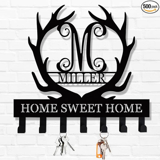 Custom Metal Name Key Holder for Wall - Personalized Hooks Rack for Hanging Entryway Keys, Wall Mounted Key Organizer，Kitchen Decor，Housewarming Gifts,Home Decor