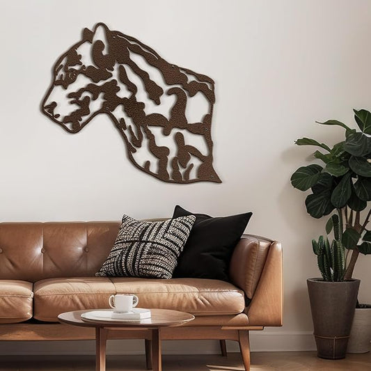 SIGNLEADER Metal Wall Art Decor Leopard Minimalist Modern Abstract Wall Sculpture Hangings Home Decoration for Living Room, Bedroom, Bathroom, Kitchen, Outdoor - 18" Bronze