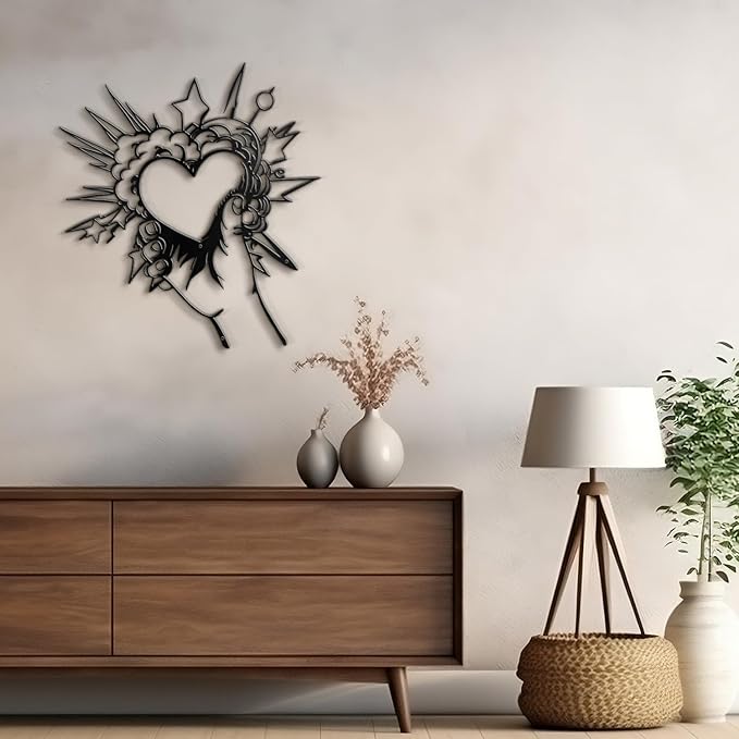 SIGNLEADER Metal Wall Art Decor I Love You Heart Modern Abstract Wall Sculpture Hangings Home Decoration for Living Room, Bedroom, Bathroom, Kitchen, Outdoor - 18" Black