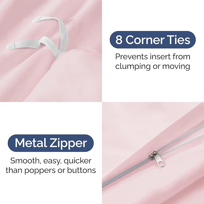 Duvet Cover Queen Size Set - Extra Soft Queen Size Duvet Cover 90 x 90 with 2 Pillow Shams - Hotel Luxury Easy Care & Fade Free w/Zipper Closures & Ties - Comfy Breathable Bedding Set (Lavender Pink)