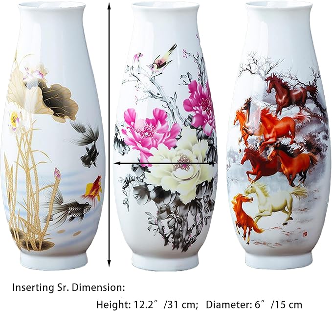 MTME Porcelain Figurines, Jingdezhen Decorative Flower vase, Inserting Sr. Home Decor, Wedding Gifts, Aesthetic Sculpture Home décor (Peony)
