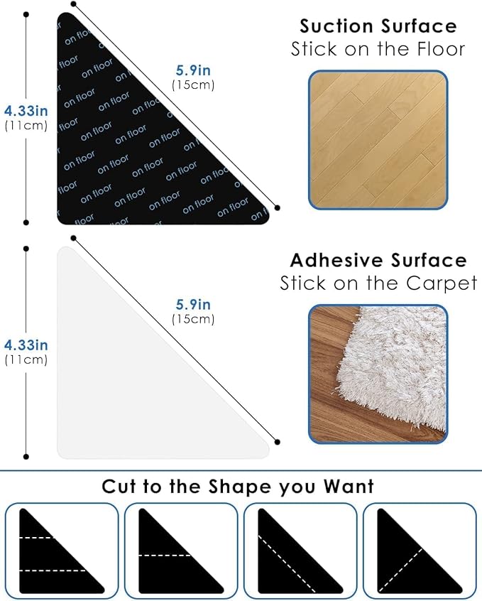 14pcs Rug Pads Grippers，Non Slip Rug Pads，Reusable and Washable Rug Pad Gripper for Area Rugs,Carpet Pads Rug Corner