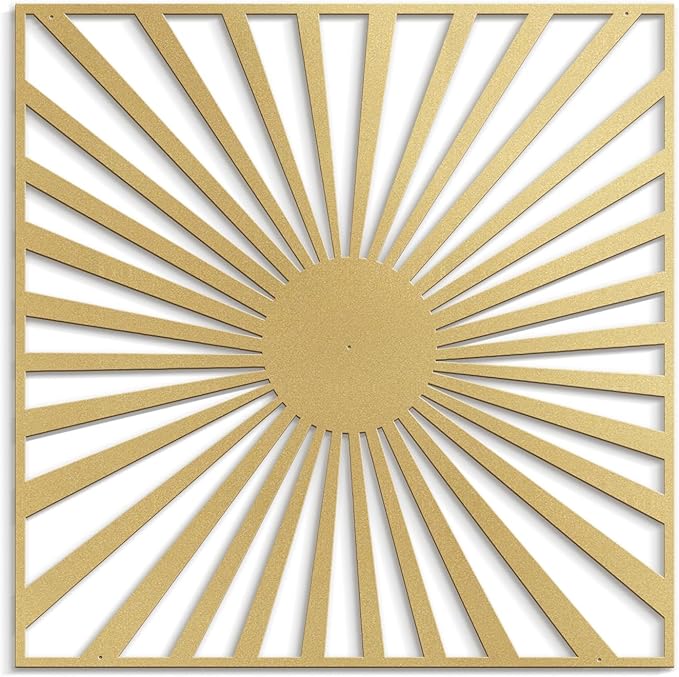 SIGNLEADER Metal Wall Decor Sun Ray Lake Minimalist Modern Luxury Wall Sculpture Hangings 3D Statue Home Decoration for Living Room, Bedroom, Bathroom, Kitchen, Fireplace, Office - 24" Gold