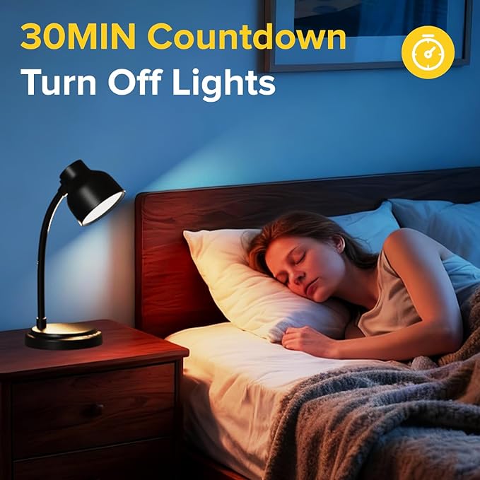LED Desk Lamp With 96 LEDs,High lumens Table lamp,Desk Lamp for Office Home,4 Brightness Dimmable Flexible Table Lamp,Reading Light with a Timer Function for Bedside, Office, and Study Desk Use(Black)