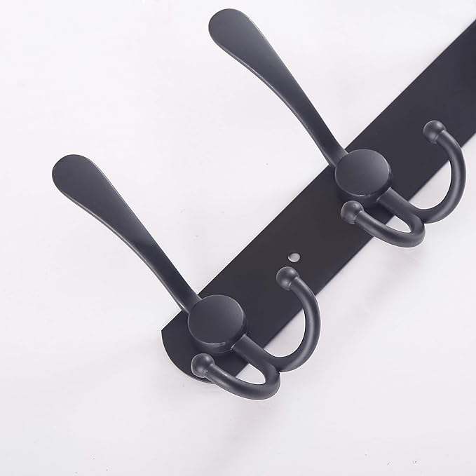 WEBI Coat Rack Wall Mount Long,8 Tri Hooks for Hanging Coats,30 inch Hook Rack Rail,Coat Hanger Wall Mounted for Clothes,Jacket,Hat,Black