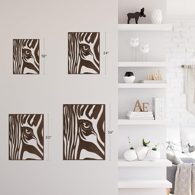 SIGNLEADER Metal Wall Art Decor Zebra with Tears in Eyes Minimalist Modern Abstract Wall Sculpture Hangings Home Decoration for Living Room, Bedroom, Bathroom, Kitchen, Outdoor - 18" Bronze