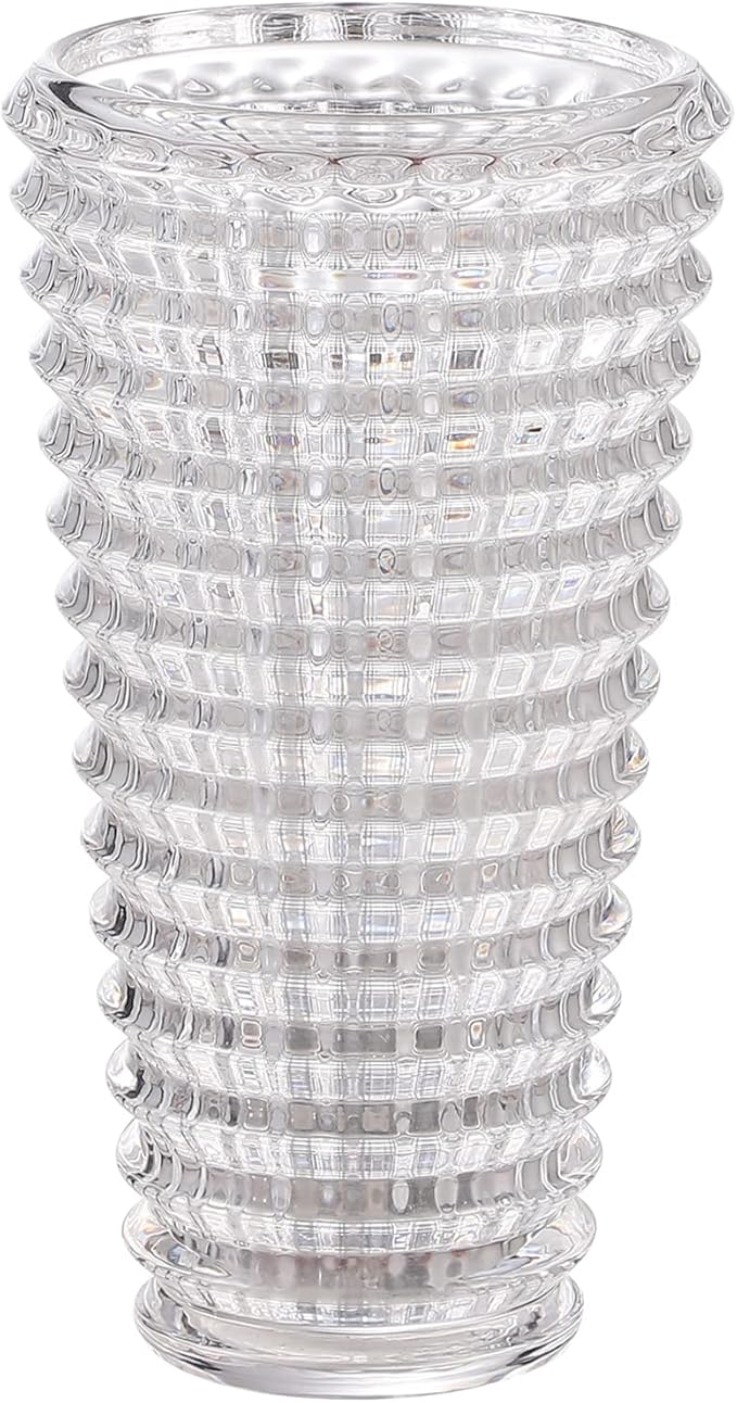 MCMCNCUIU Large Crystal Vase for Flowers, Clear Cylinder Vase, Large Glass Vases, Modern Decorative Vases for Living Room, Bedroom, Kitchen, Dining Table, Mantle, Wedding, Heavy Duty, 9 Inch