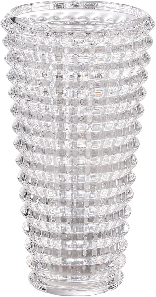 MCMCNCUIU Large Crystal Vase for Flowers, Clear Cylinder Vase, Large Glass Vases, Modern Decorative Vases for Living Room, Bedroom, Kitchen, Dining Table, Mantle, Wedding, Heavy Duty, 9 Inch