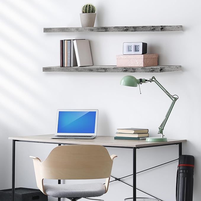 Sorbus Floating Shelves for Wall - 35 Inch Long Bathroom Shelves, Wall Decor for Bedroom, Kitchen, Living Room & Book Storage - Mounted Floating Shelf with Invisible Brackets (Gray, 2 Pack)