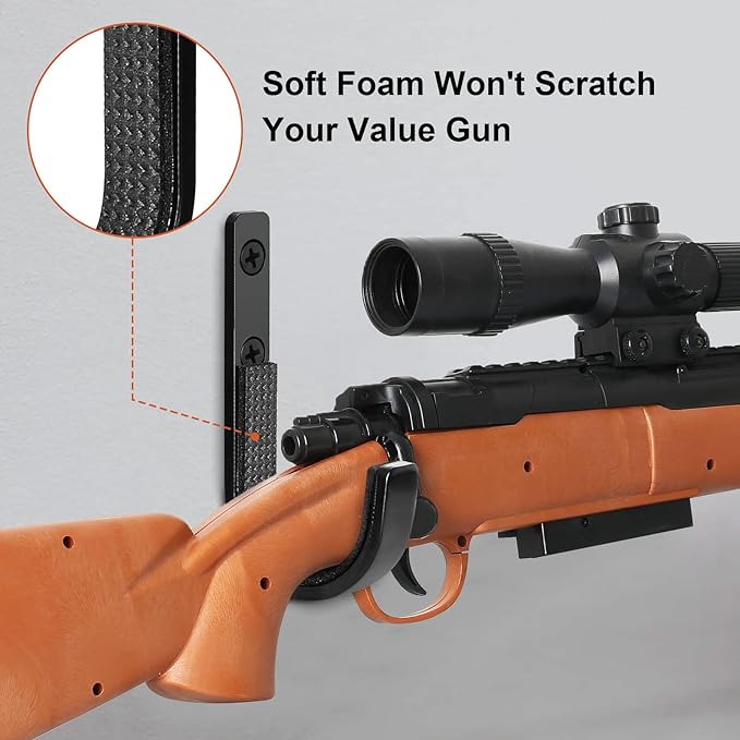 GOHIKING Gun Rack Storage Rifles Shotgun Hooks Wall Mount Hangers for Any Rifles Shotguns Archery Bow with Soft Padding and Heavy Duty Steel…