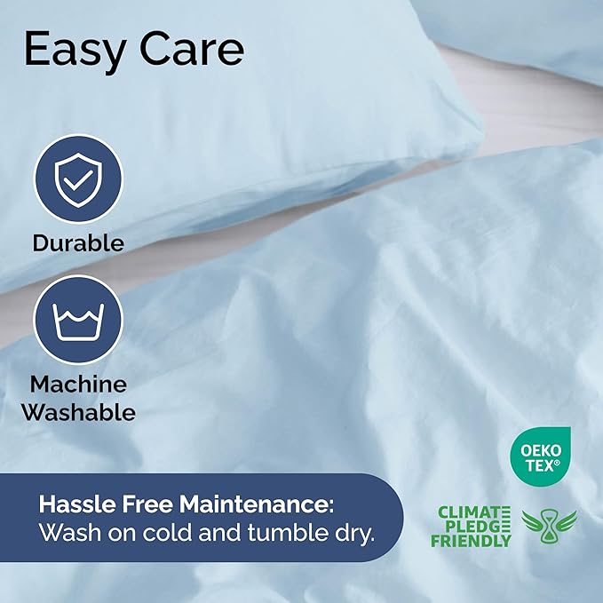 Duvet Cover Cal King Size Set - Extra Soft Cal King Size Duvet Cover 104 x 98 with 2 Pillow Shams - Hotel Luxury Easy Care and Fade Free w/Zipper Closures & Ties - Breathable Bedding Set (Light Blue)