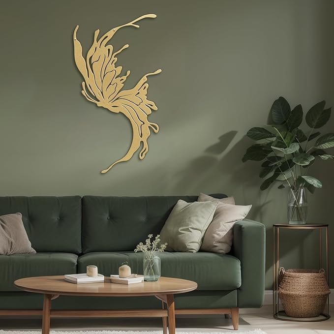 SIGNLEADER Metal Wall Art Decor All Gold Flying Bird Minimalist Modern Abstract Wall Sculpture Hangings Home Decoration for Living Room, Bedroom, Bathroom, Kitchen, Outdoor - 18" Gold