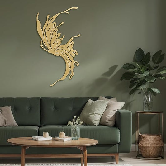 SIGNLEADER Metal Wall Art Decor All Gold Flying Bird Minimalist Modern Abstract Wall Sculpture Hangings Home Decoration for Living Room, Bedroom, Bathroom, Kitchen, Outdoor - 18" Gold