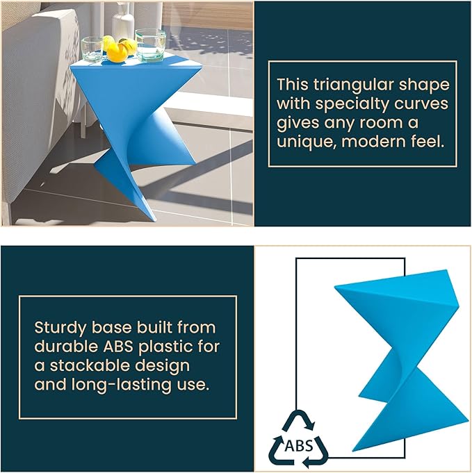 LeisureMod Modern Blue Accent End Table - Stylish Vanity Side Table for Bedroom, Living Room, or Office