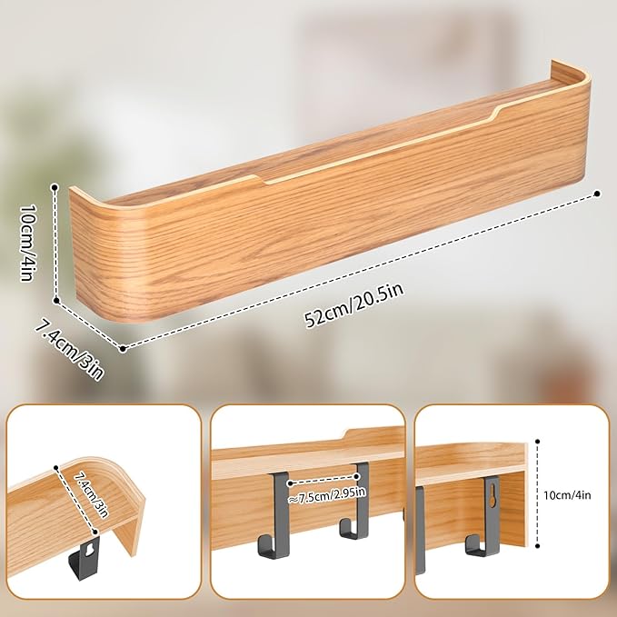 Coat Rack Wall Mount Entryway Organizer Modern Key Holder Wall Mount with Wooden Shelf Entryway Hooks for Bedroom Kitchen Hallway Bathroom for Hanging Coats Hats Dog Leashes Bags Towels (Oak, 5 Hooks)