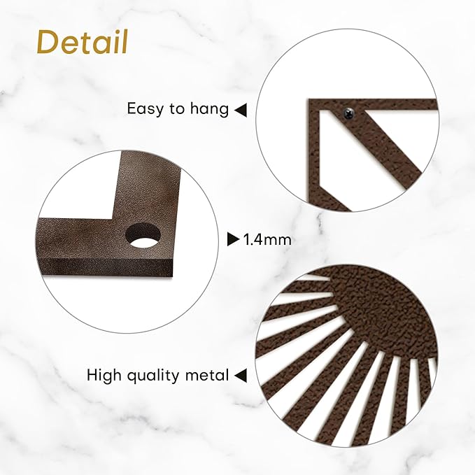 SIGNLEADER Metal Wall Decor Sun Ray Lake Minimalist Modern Luxury Wall Sculpture Hangings 3D Statue Home Decoration for Living Room, Bedroom, Bathroom, Kitchen, Fireplace, Office - 18" Bronze