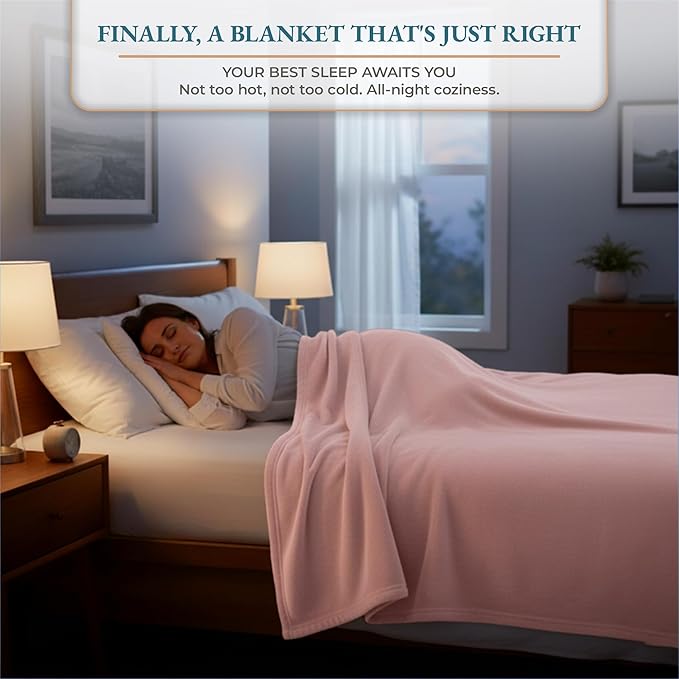 Casa Platino Fleece Blanket Twin Size – 300 GSM Pink Fleece Throw for Bed or Couch – Soft Cozy Warm Holiday Bed Blanket for Winter, Fuzzy Plush Elegant Gifts for Kids, Men & Women - 68x90 Inch