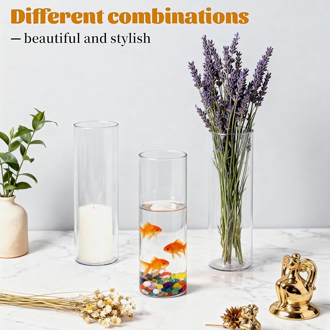 36-Pack Clear Glass Cylinder Vases 2.6"x8" – Bulk Wholesale Party Supplies, Wedding/Baby Shower Decor, Tall Vases & Candle Holders for Floral