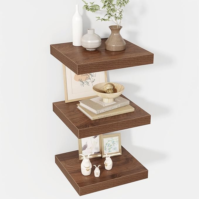 12 Inch Floating Shelves, 12" Deep Floating Shelf Wall Mounted, 12" Wall Shelves, Rustic Deep Bookshelf, Extra Deeper Display Shelves & Storage Shelves for Bedroom, Living Room, Set of 3