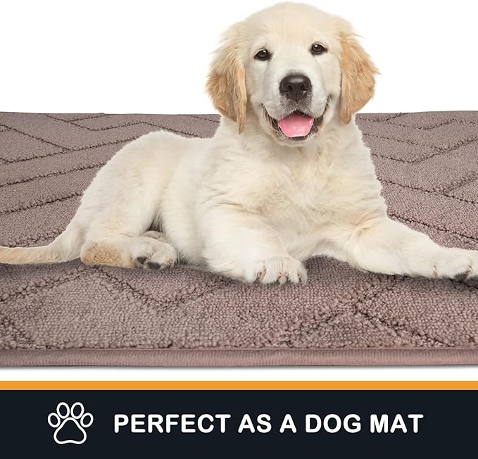 PURRUGS Dirt Trapping Door Mat 24" x 59", Non-Slip Machine Washable Entry Rug, Dog Doormat, Indoor Front Door Mat, Super Absorbent Entryway Rug for Muddy Shoes & Paws, Grayish Brown