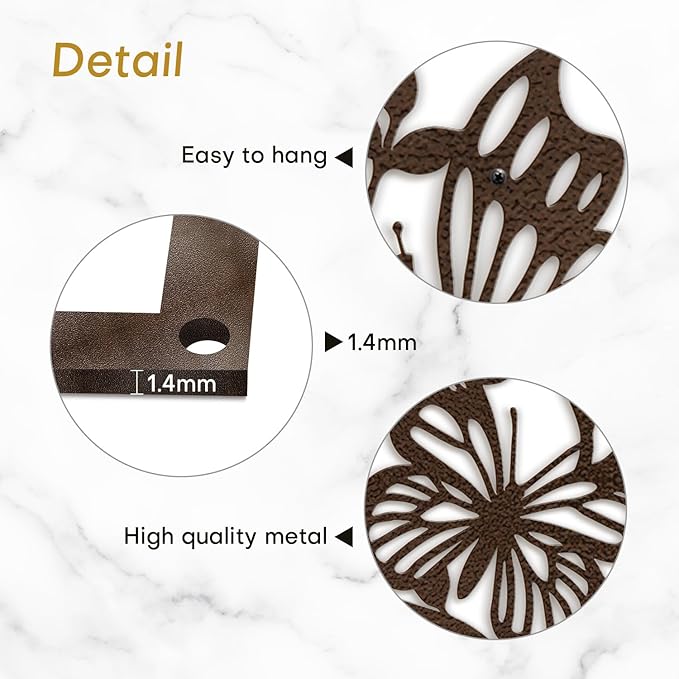 SIGNLEADER Metal Wall Art Decor Butterfly and Flower Minimalist Modern Abstract Wall Sculpture Hangings Home Decoration for Living Room, Bedroom, Bathroom, Kitchen, Outdoor - 18" Bronze