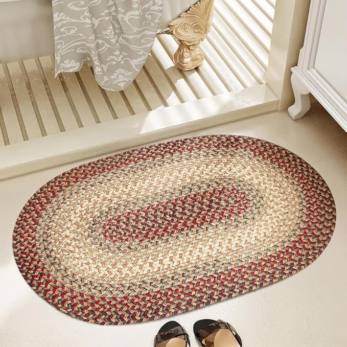 RRI Home Decor EastEnd EL73 Spanish Red 2' x 3' Oval - Braided Area Rug, Home Decor, Floor Mat or Bedroom Rug - Easy Care, Ideal for High Traffic Areas in Hallway and Living Room - Made in USA
