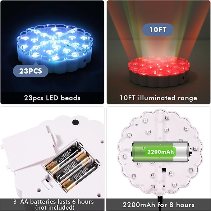 6 Inch Round LED Light Base - 13 Colors, Brightness Adjustable & Color Changing Modes, Rechargeable Built-in Battery, Decorative Mood Light for Vase Centerpieces & Tablecloth Illumination