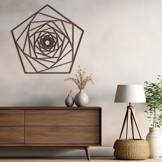 SIGNLEADER Metal Wall Decor Geometric Lines Rose Minimalist Modern Luxury Wall Sculpture Hangings 3D Statue Home Decoration for Living Room, Bedroom, Bathroom, Kitchen, Fireplace, Office - 18" Bronze