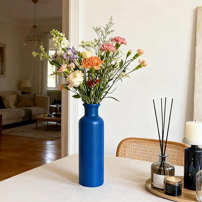 Ceramic Vase Set of 3, Modern Rustic Farmhouse Vases Home Decor, Pampas Vase for Table Centerpiece, Kitchen, Living Room, Table Shelf, Office Decor, Fireplace and Entrance Decorations