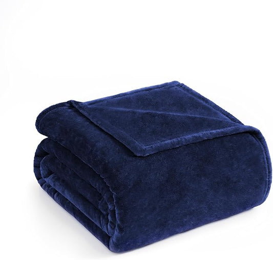 Casa Platino Fleece Blanket King Size – 300 GSM Navy Blue Fleece Throw for Bed or Couch – Soft Cozy Warm Holiday Bed Blanket for Winter, Fuzzy Plush Elegant Gifts for Men - 108x90 Inch