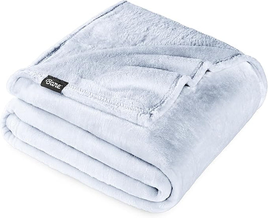 Bare Home Fleece Blanket - Full/Queen - Ultra-Soft Lightweight for Bed, Sofa, and Couch - Luxury Microplush - Cozy Warm Blanket (Full/Queen, Blue Mist)