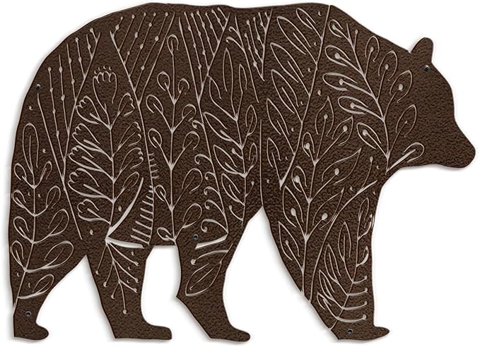 SIGNLEADER Metal Wall Art Decor Big Bear Minimalist Modern Abstract Wall Sculpture Hangings Home Decoration for Living Room, Bedroom, Bathroom, Kitchen, Outdoor - 18" Bronze