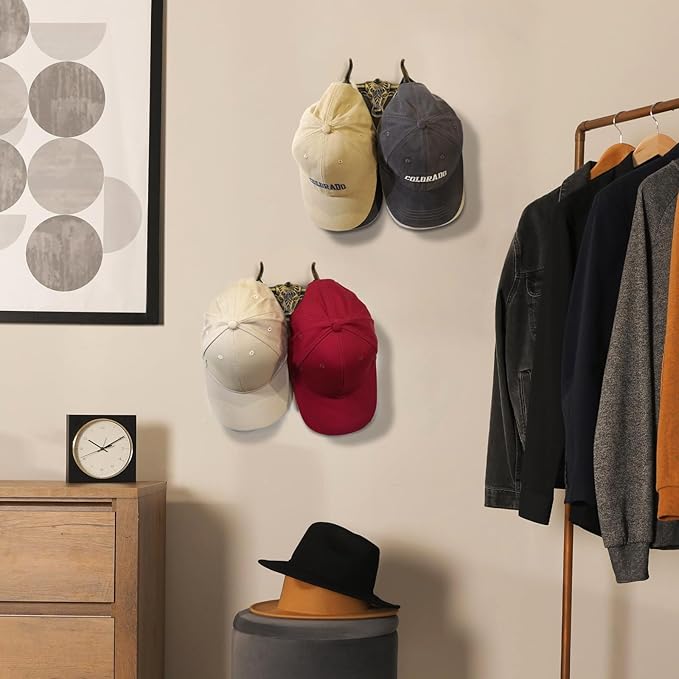 Cowboy Hat Rack for Wall 1 Pack Modern Cast Iron Cowboy Hat Holder Cowgirl Hat Hanger Western Decor Longhorn Wall Hooks Closet Bedroom Living Room Antique Gold Men's Western Gifts