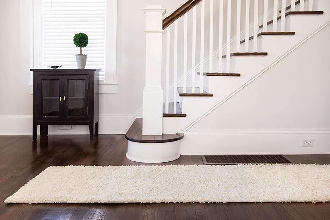 Unique Loom Solid Shag Collection Area Rug (2' 7" x 10' Runner, Pure Ivory)